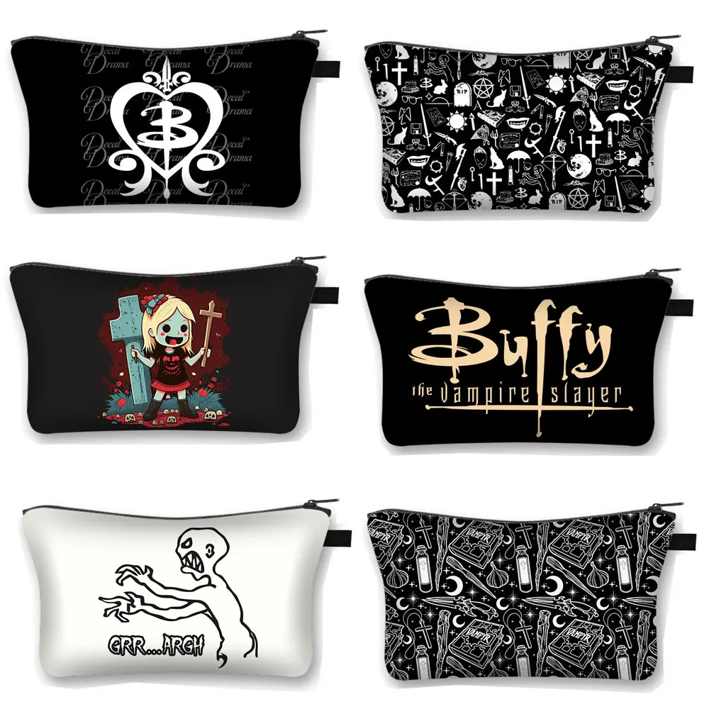 Grr Argh Buffy The Vampire Slayer Cosmetic Case Women Makeup Bags Lipstick Storage Bags Cute Make Up Organizer Toiletry Bag