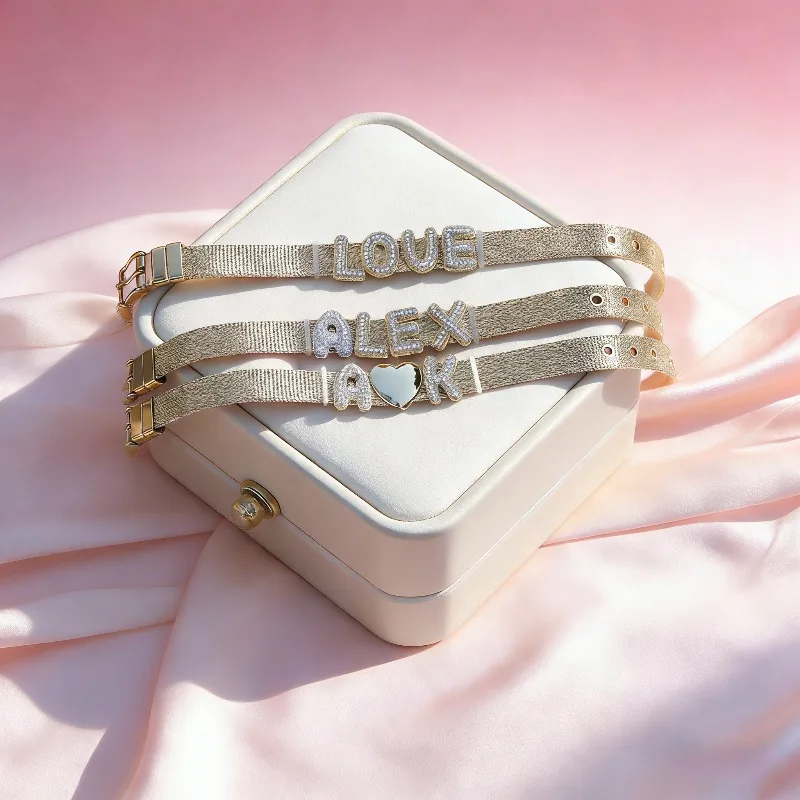 

Custom Personalized Bracelet DIY Combination Name 26 English Letters Strap Bubble Zircon Jewelry Accessories Wrist Decoration