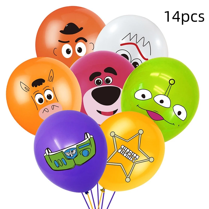 

14/10 pieces/set Toy Story themed latex balloon combination set Disney children's birthday party scene decoration balloons