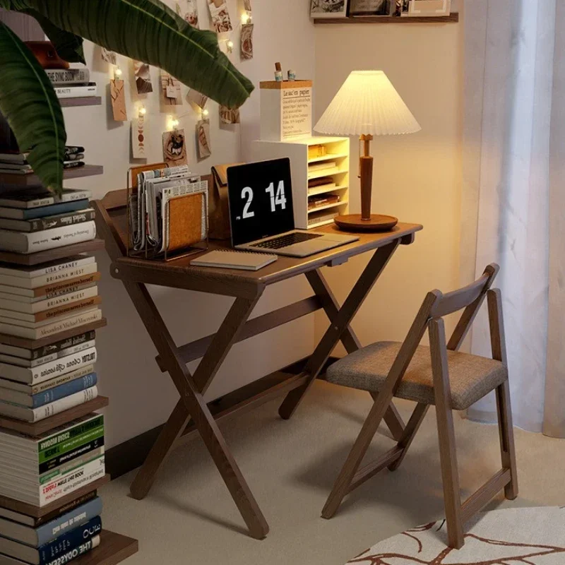 New Model Household GoodsFoldable Desk Bedside Computer Table Against The Wall Simple Household Solid Wood Dining Table Premium