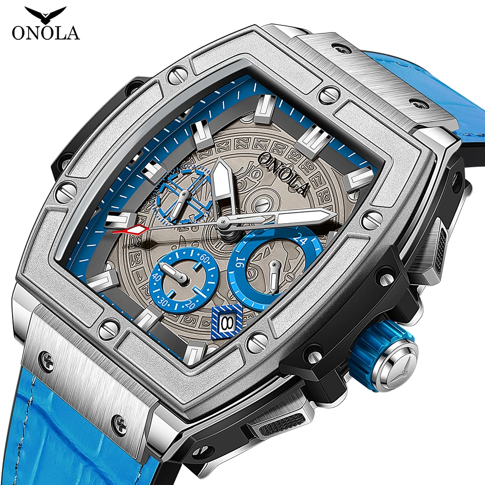 Luxury Watches Men Brand ONOLA New 2022 Classic Sport Quartz Waterproof Leather Watch For Men