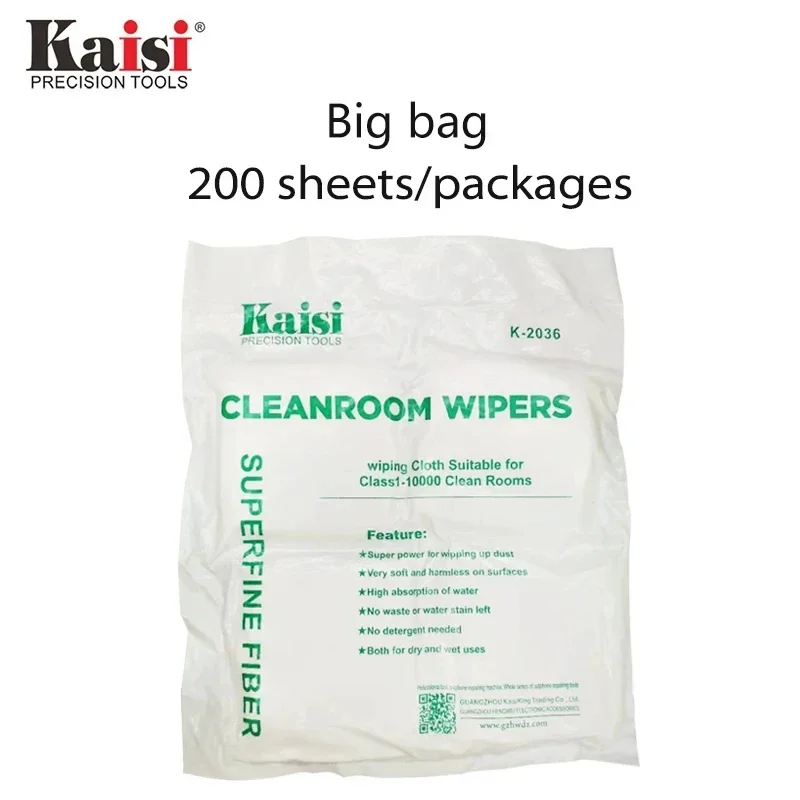 KAISI K-2036 Soft 50Pcs 200Pcs/Bag Cleanroom Wiper Non Dust Cloth Dust Free Paper Phone LCD Repair Tool for 1-10000 Clean Rooms