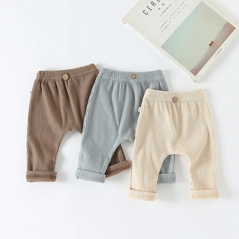 

Casual Baby Trousers Bottoming Pant Ribbed Elastic Striped Pants Solid Color Infant Clothing for Kids Toddler Boys Girl Clothes