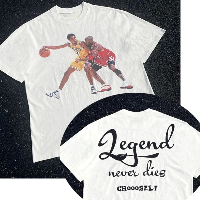 100% Baumwolle T-Shirts Streetwear Qualität Basketball Kobe Bryant Grafiken gedruckt lose übergroße T-Shirts Tops T-Shirt für Männer Unisex