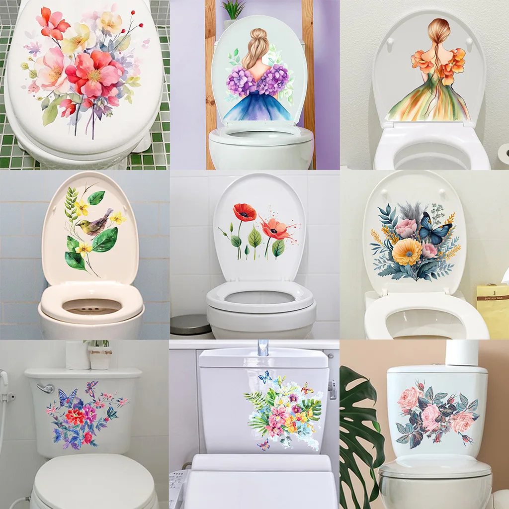 

Various Green Plants Flowers Wall Sticker Bathroom Toilet Decals Living Room Cabinet Home Decoration Self Adhesive Mural S8