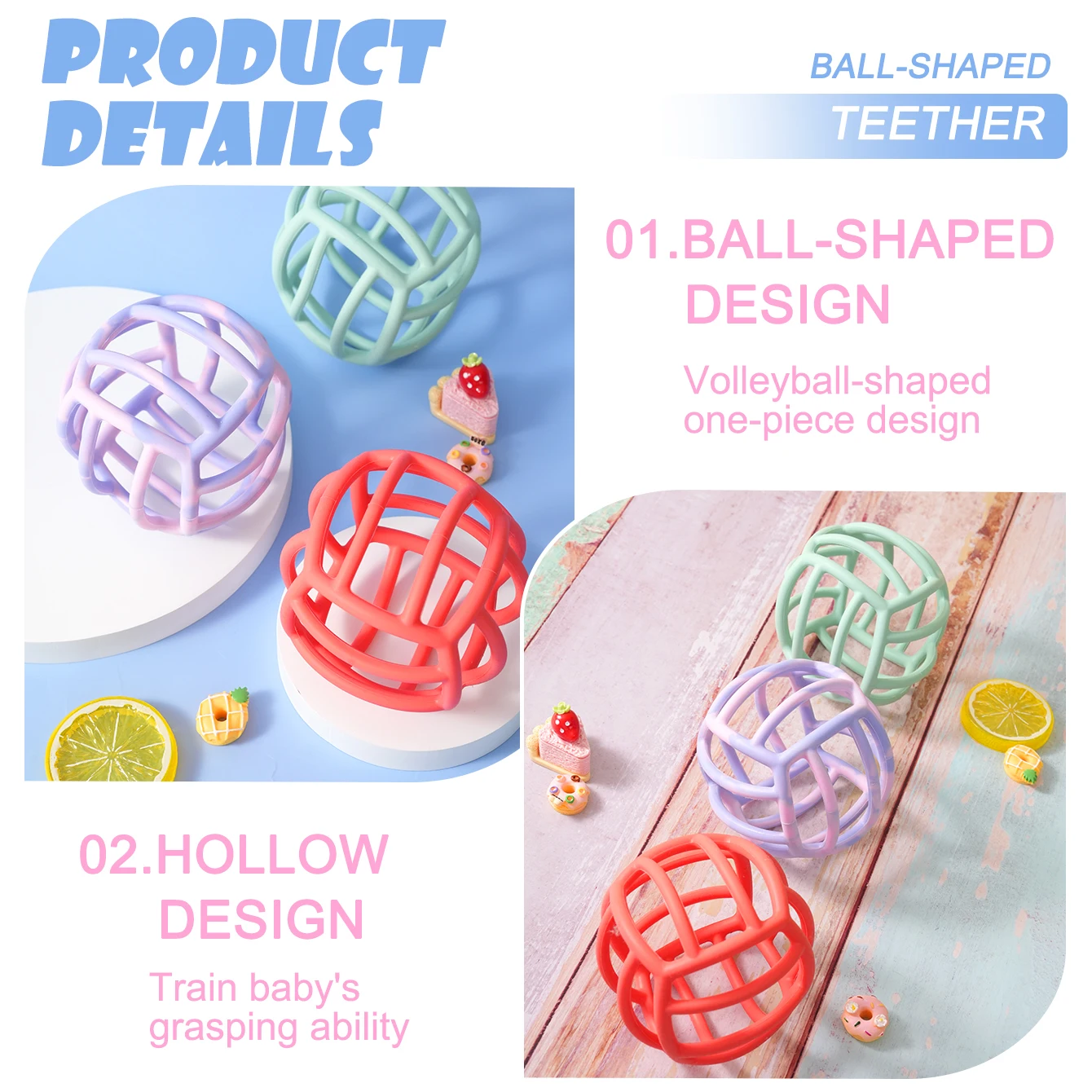 

1PCS Baby Silicone Teether Ball Colorful Toys For Infants Chewing Training Teething Toys Soft Elastic Gift For Toddler