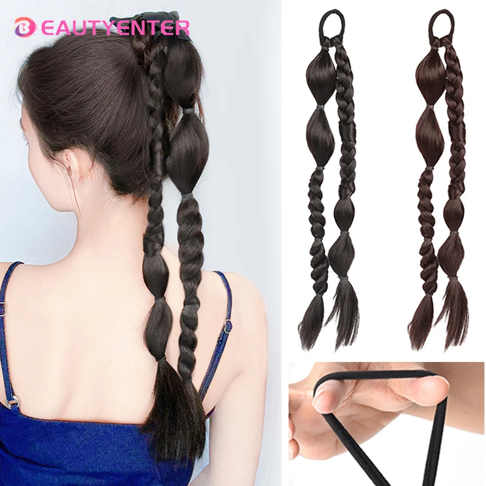 

BEAUTYENTER Wig Braid Female Sweet Cool Lantern Bubble Braid Pigtail Natural Fried Dough Twists Braid Boxing Braid Wig