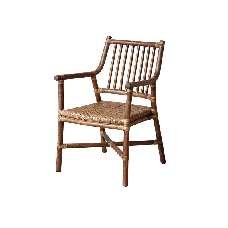 

Nordic Japanese-style rattan armrest single simple family dining B & B balcony leisure back retro chair