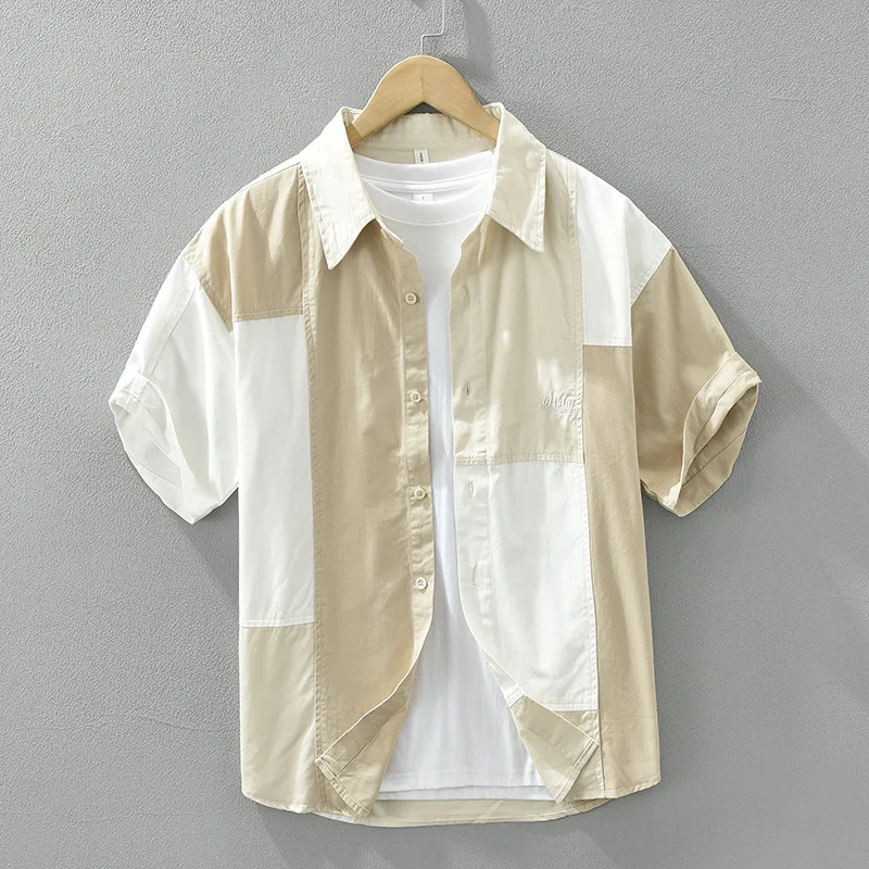 

Рубашка Cityboy мужская хлопковая в стиле пэчворк, модная блузка свободного покроя с контрастными цветами, молодежная кофта в стиле Харадзюку, лето