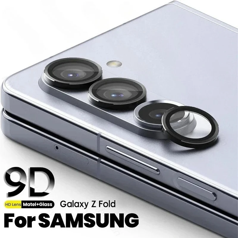 Película de vidro temperado para câmera, anel transparente de metal, 2-3 peças, para samsung z fold flip 7 6 5 4 3 len, película protetora anti-dedo, tampa