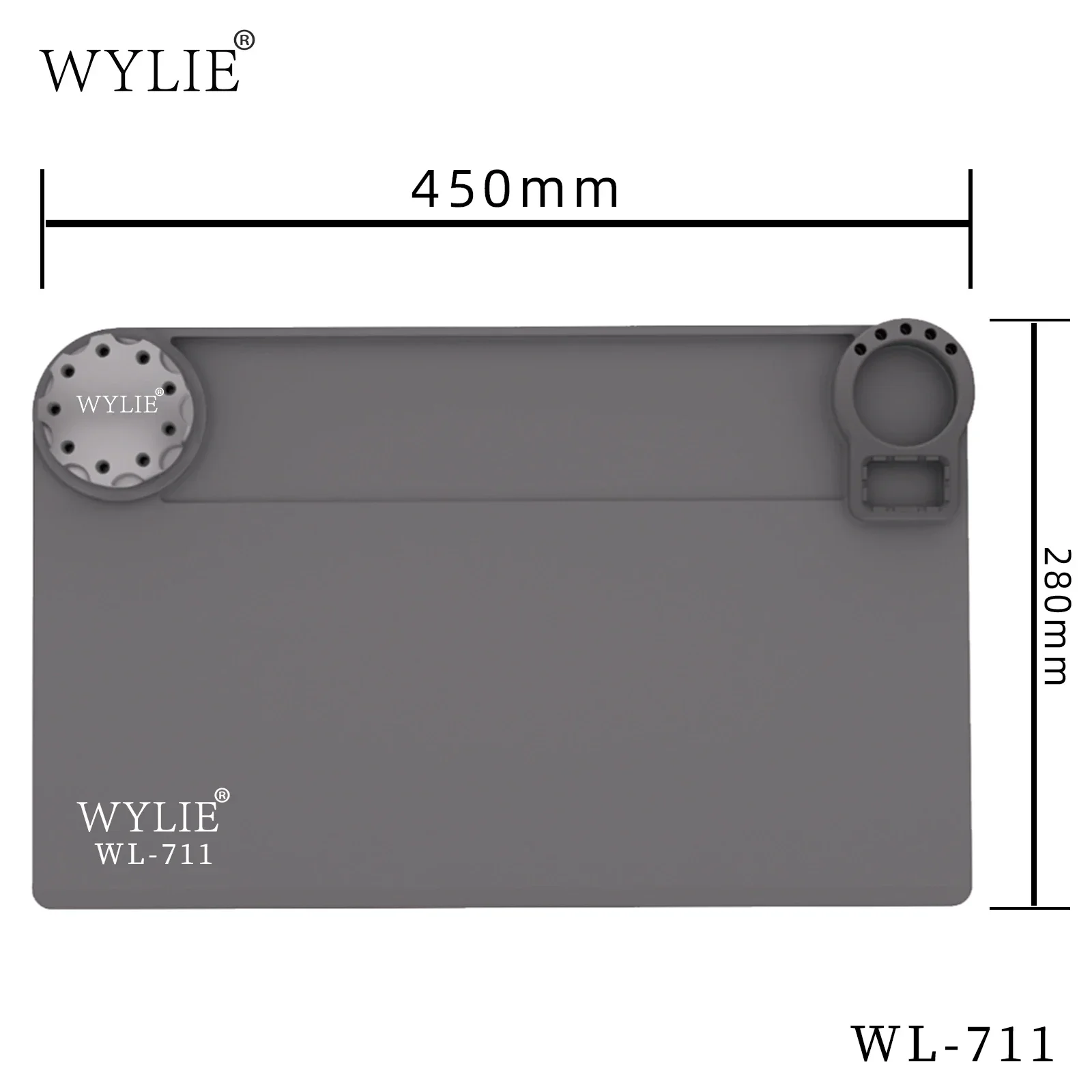 WYLIE WL-711 وسادة عزل الحرارة من السيليكون رمادي/أزرق/ذهبي مقاومة درجات الحرارة العالية لحام إصلاح منضدة تخزين لوحة العمل