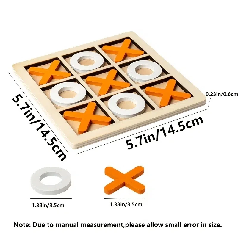 1pc Wooden Tic Tac Toe Table Toy for Adults and Kids,Travel Game,Player Room Decor, Family XO Romantic Decorative Pieces