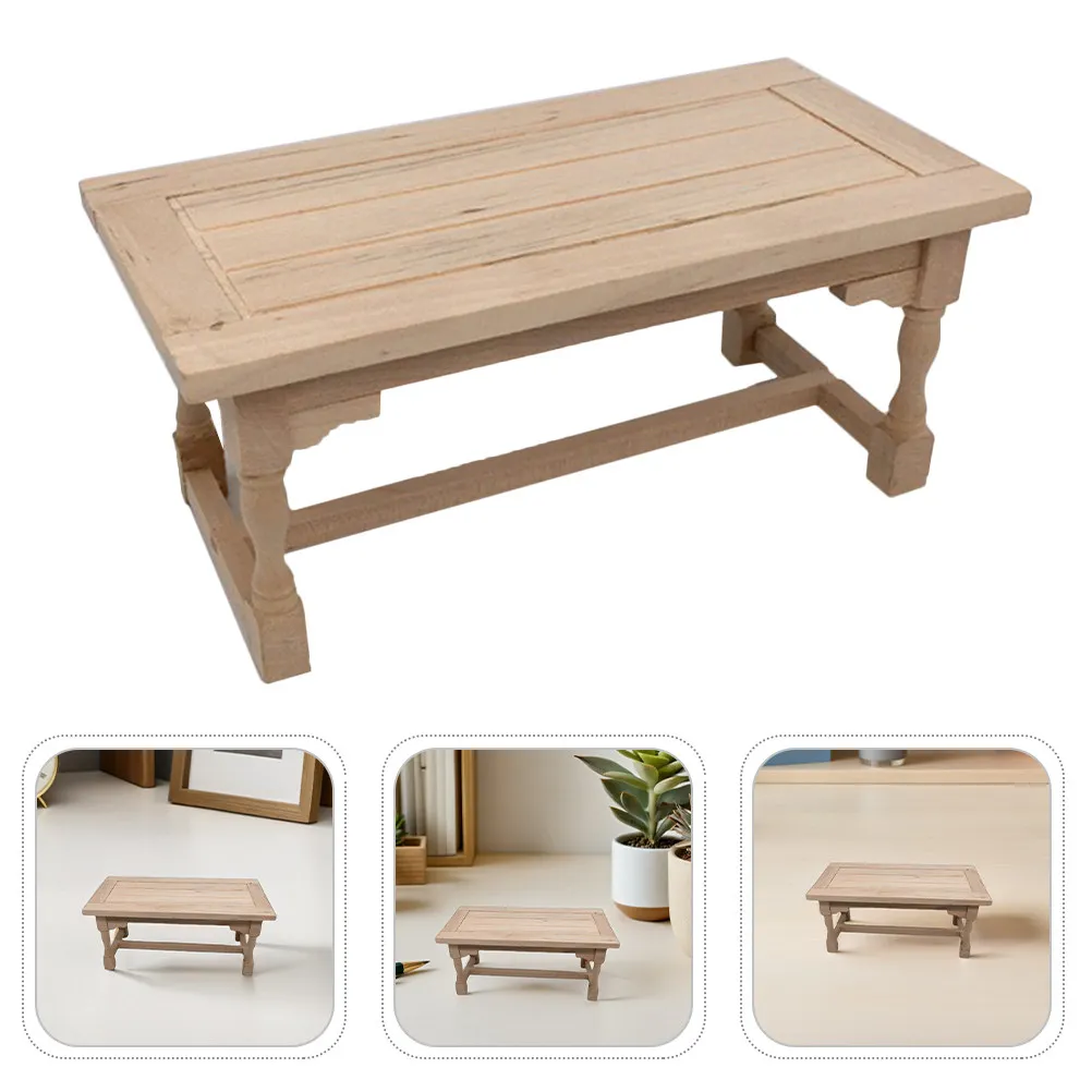 

Miniature Wooden Table Unfinished 1:12 Scale Mini Dining Table Dollhouse Furniture Miniature Accessories Pretend Play House Set