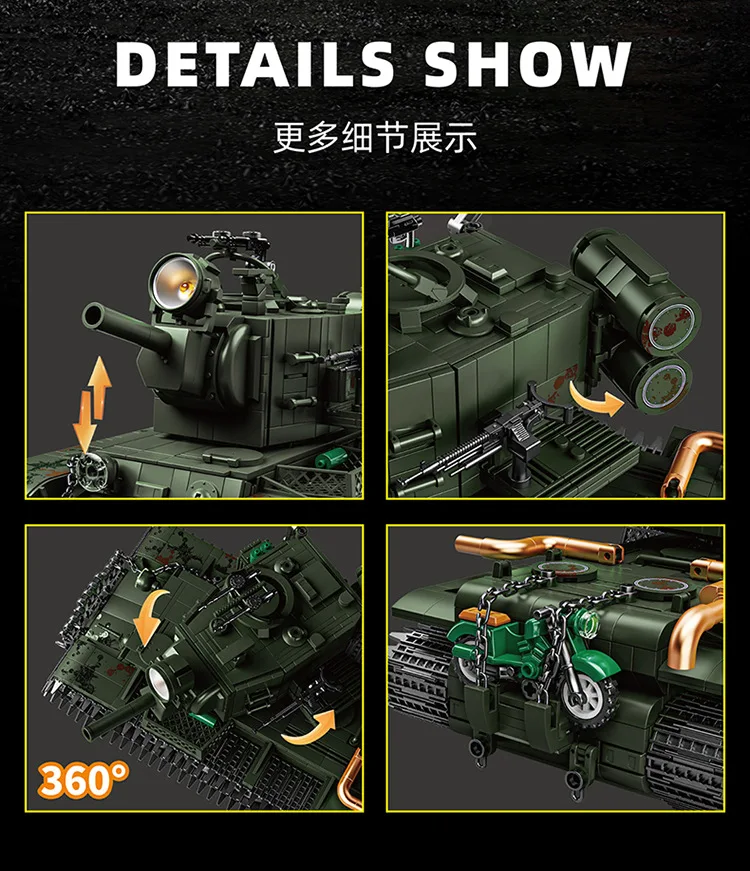 KV-2 modèle de char lourd blocs de construction ensembles de jouets MOC armée guerre mondiale véhicule réservoirs rotatifs briques à monter soi-même jouet pour enfants enfants garçons
