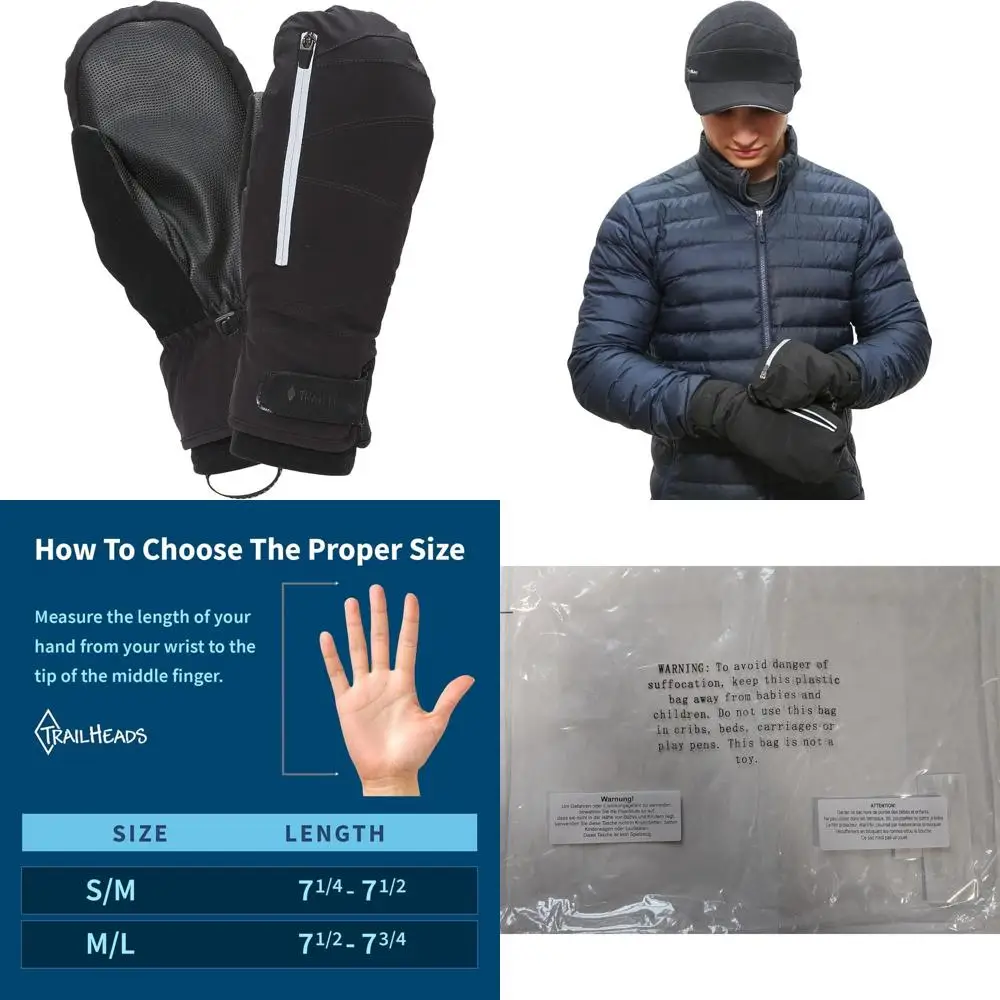 

Men's Winter Running Convertible Mittens | Black Thermal Mitts for Cold Weather