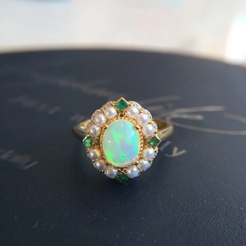 

Romantic and Creative Colorful Opal Green Pearl Romantic and Creative Silver Vintage Elegant Wedding Jewelry for Women