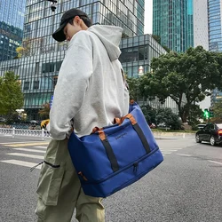 Bolsas de gimnasio de entrenamiento deportivo para hombres, organizador de cubo de embalaje de zapatillas de deporte, bolso de mano impermeable, bolsa de viaje Oxford, compartimentos múltiples grandes