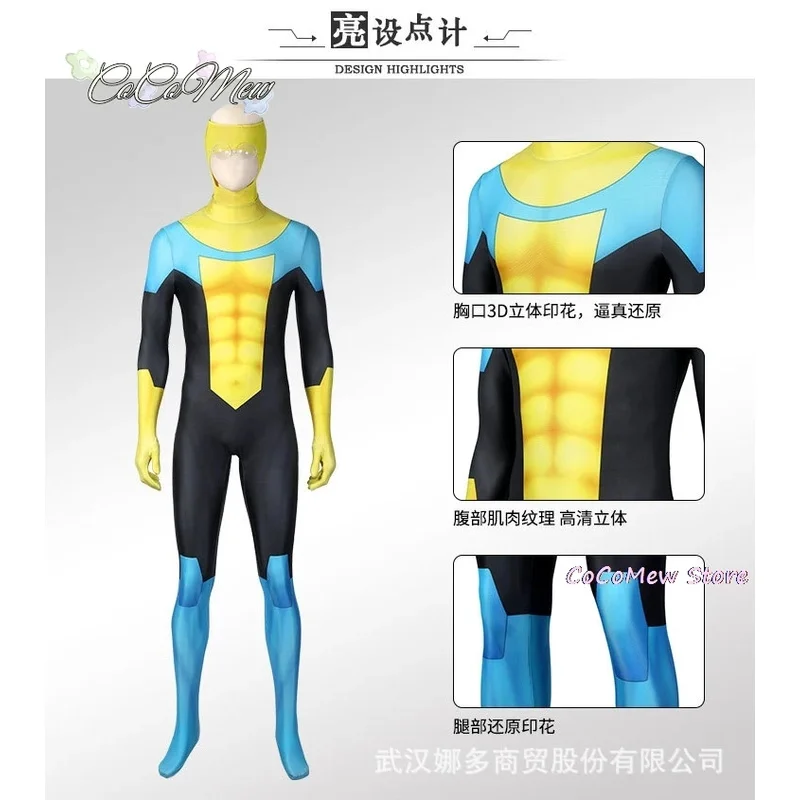 Anime Cartoon Invincible Mark Grayson Cosplay Men Costume Male Superhero Roleplay Fantasia Man Halloween Carnival Cloth Disguise