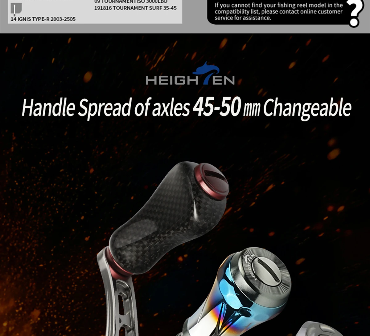 HEIGHTEN Spinnrolle mit Einzelgriff und Einstellbarem Spindelabstand von 40mm bis 50mm und 20mm Carbon-Knöpfen für Luya-Angeln – Detail 2