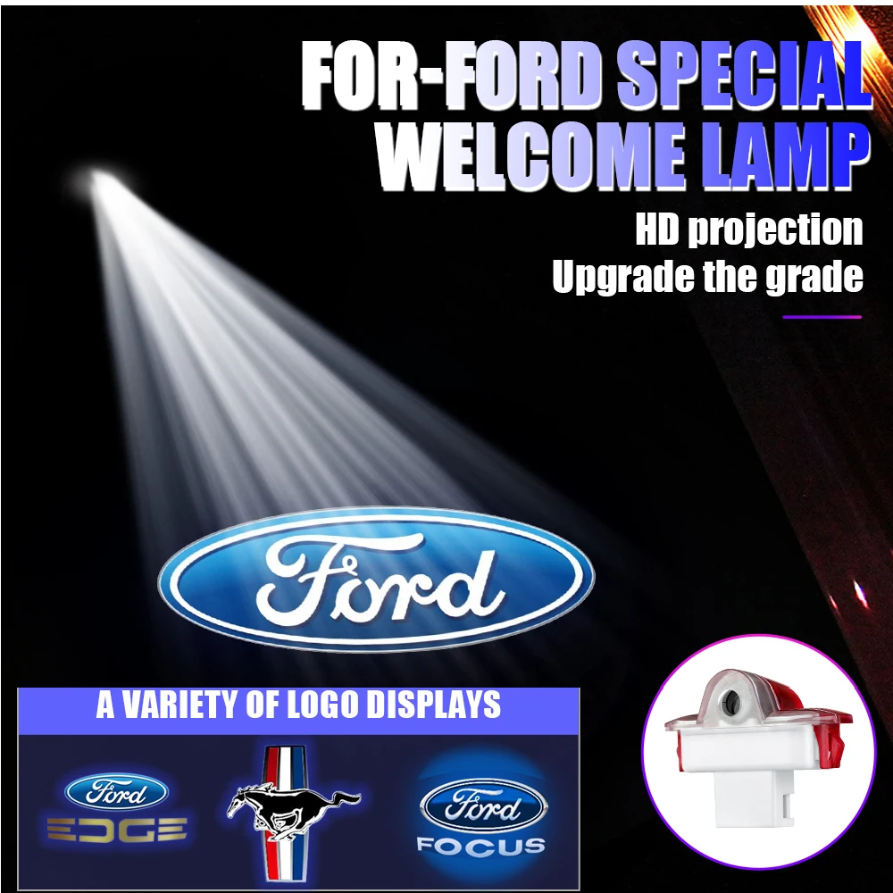 

4pc Car Welcome Light Door Side Projector Induction Lamp Accessory For Ford Fiesta Kuga Ranger Raptor KA Fusion ST Transit Edge