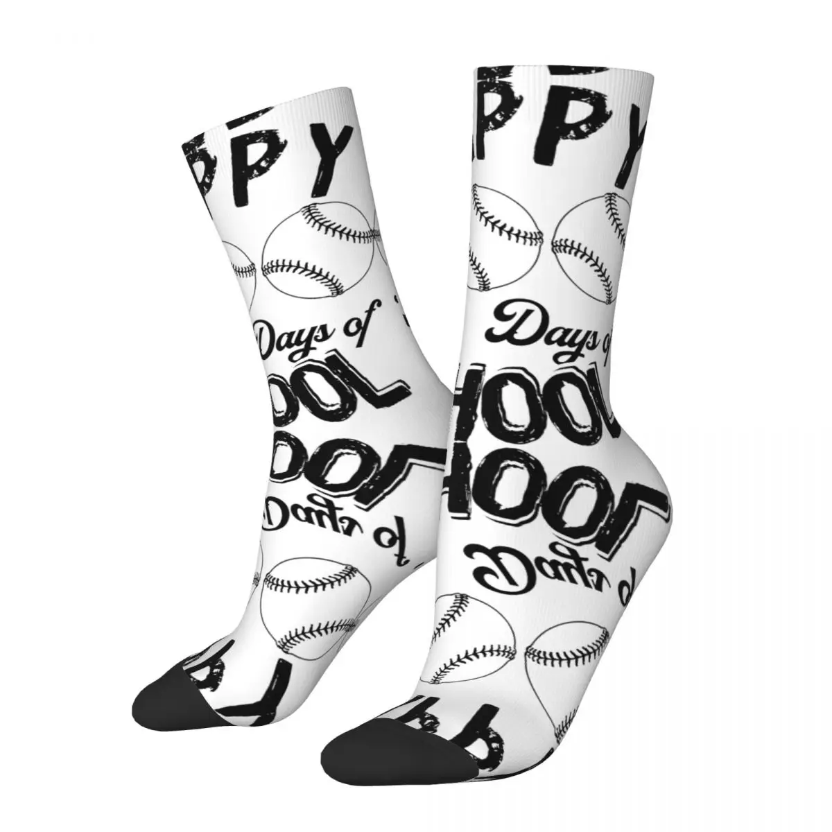 100 Days Of School Crazy Men's Socks Unisex happy  Street Style Pattern Printed Funny Novelty Happy Crew Sock Boys Gif