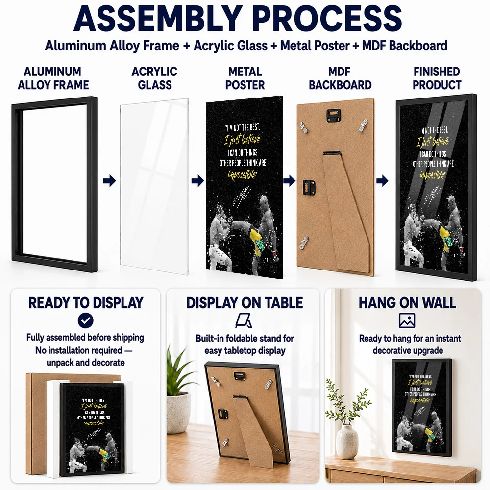 Anderson Silva Metal Poster With Aluminum Alloy Frame Personalized Photo Intense MMA Action Style Wall Art For Home Gym Fan Gift