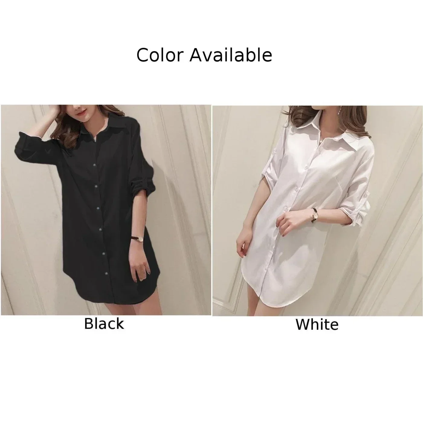 Camicie nuove di zecca camicie donna manica lunga camicia lunga allentata Loungewear abito Oversize poliestere tinta unita regolare