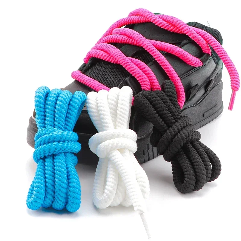 1Pair 10mm Thick round Shoelaces for Sneakers Sports Running Shoe Laces Adjustable Length 100cm/120cm/140cm/160cm Shoe Accessory