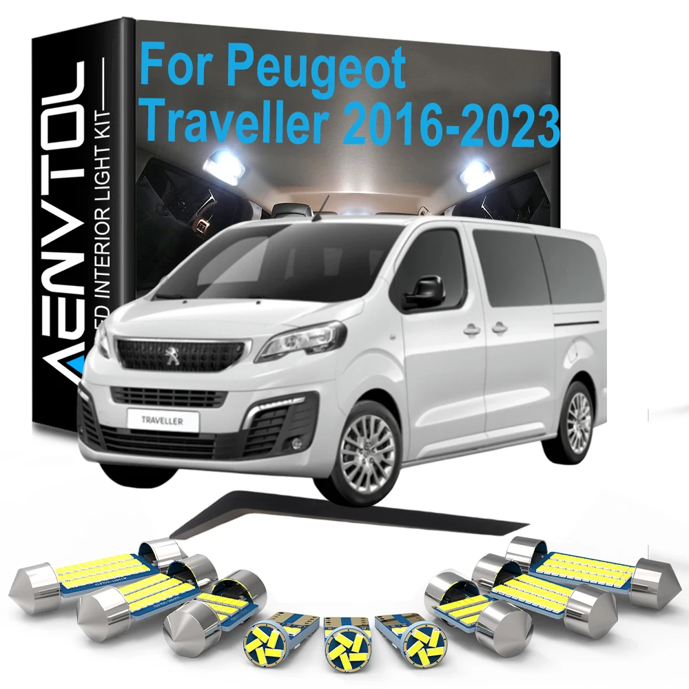 For Peugeot Traveller E-Traveller 2016 2017 2018 2019 2020 2021 2022 2023, 17Pcs LED Bulb Interior Dome Map Reading Light Kit
