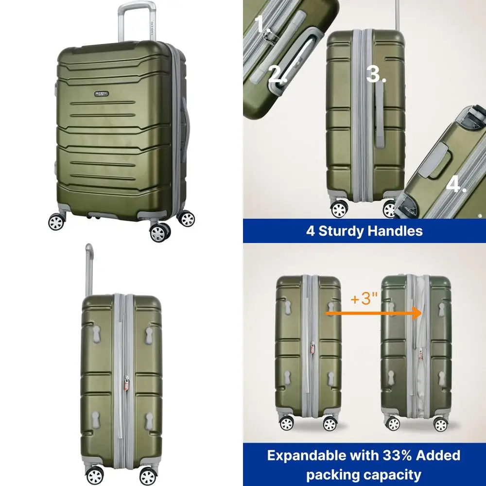 Maleta giratoria doble rígida expandible liviana de 22 pulgadas con cerradura, equipaje de mano para viajes