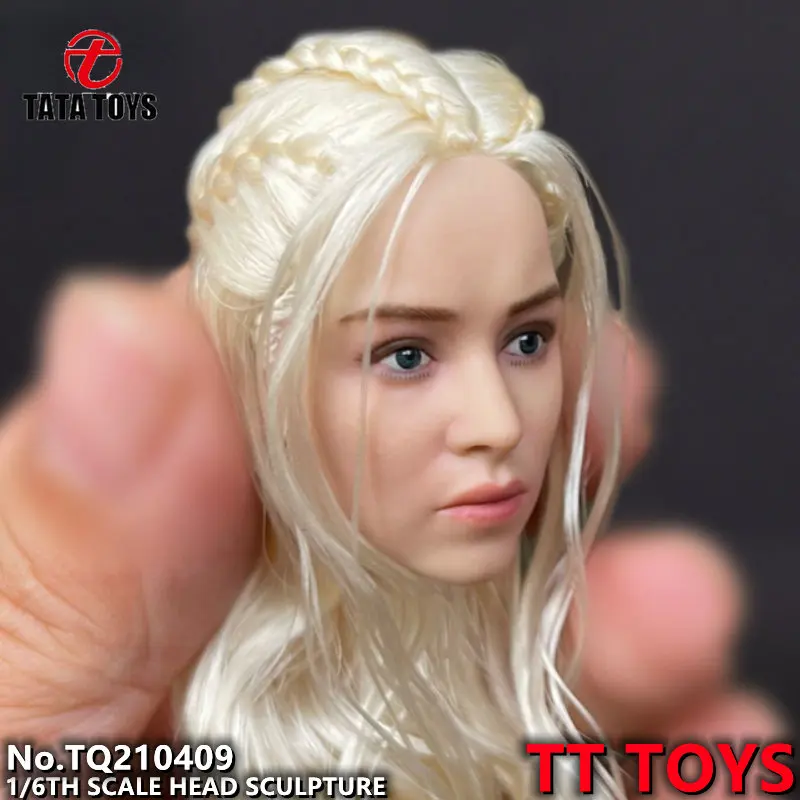 

TTtoys TQ210409 1/6 женская голова лепка из фильма звезда Дейенерис бурерожденная Emilia Clarke светлые кудрявые волосы 12 "PH TBLeague Bo