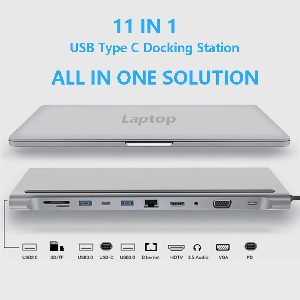 USB C Laptop Docking Station HDMI VGA USB PD LAN RJ45 SD Hub Adapter for Laptop Macbook DELL HP XPS Surface Lenovo ThinkPad Dock