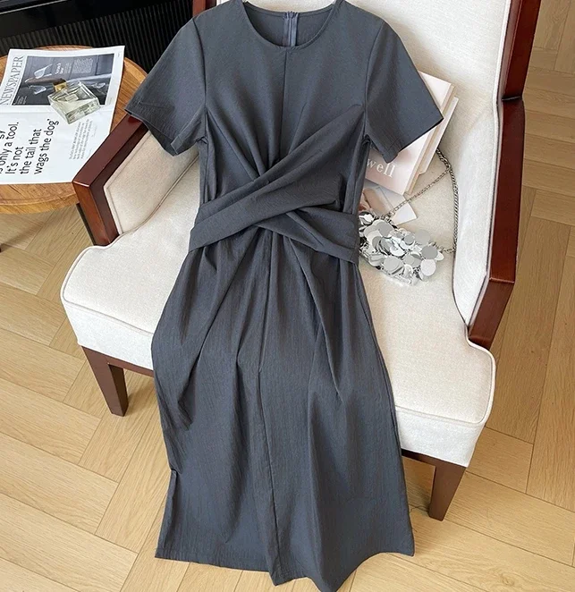 

Elegant Vintage Elegant Criss-Cross loose Evening High Street Plus Size Clothing Long dress women clothing