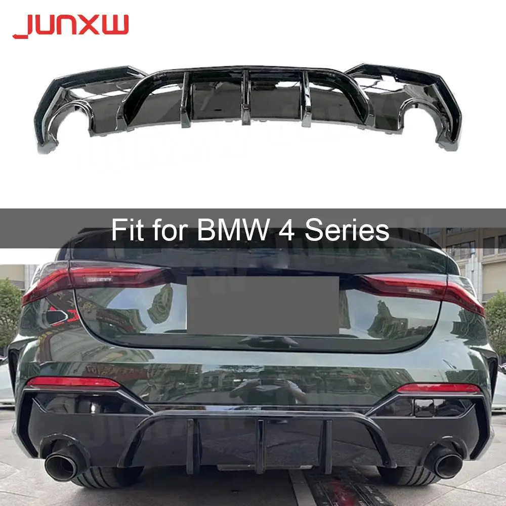 

For BMW 4 Series G22 G23 Coupe 2021+ Carbon Look Gloss Black Rear Bumper Lip Diffuser Without LED Light Car Accessories