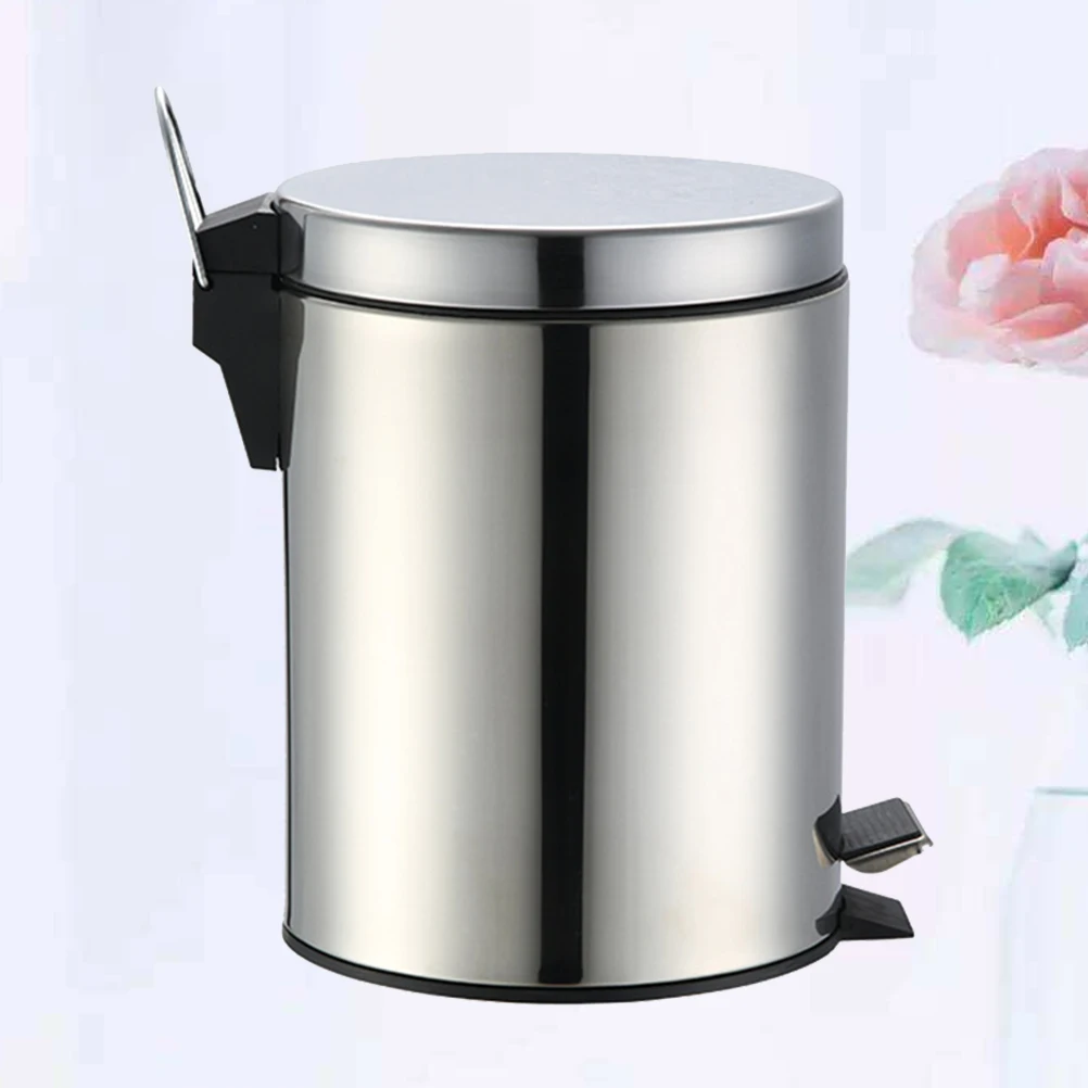 

Trash Can Set Large Capacity Metal Garbage Household Foot Pedal Bin Waste Bathroom