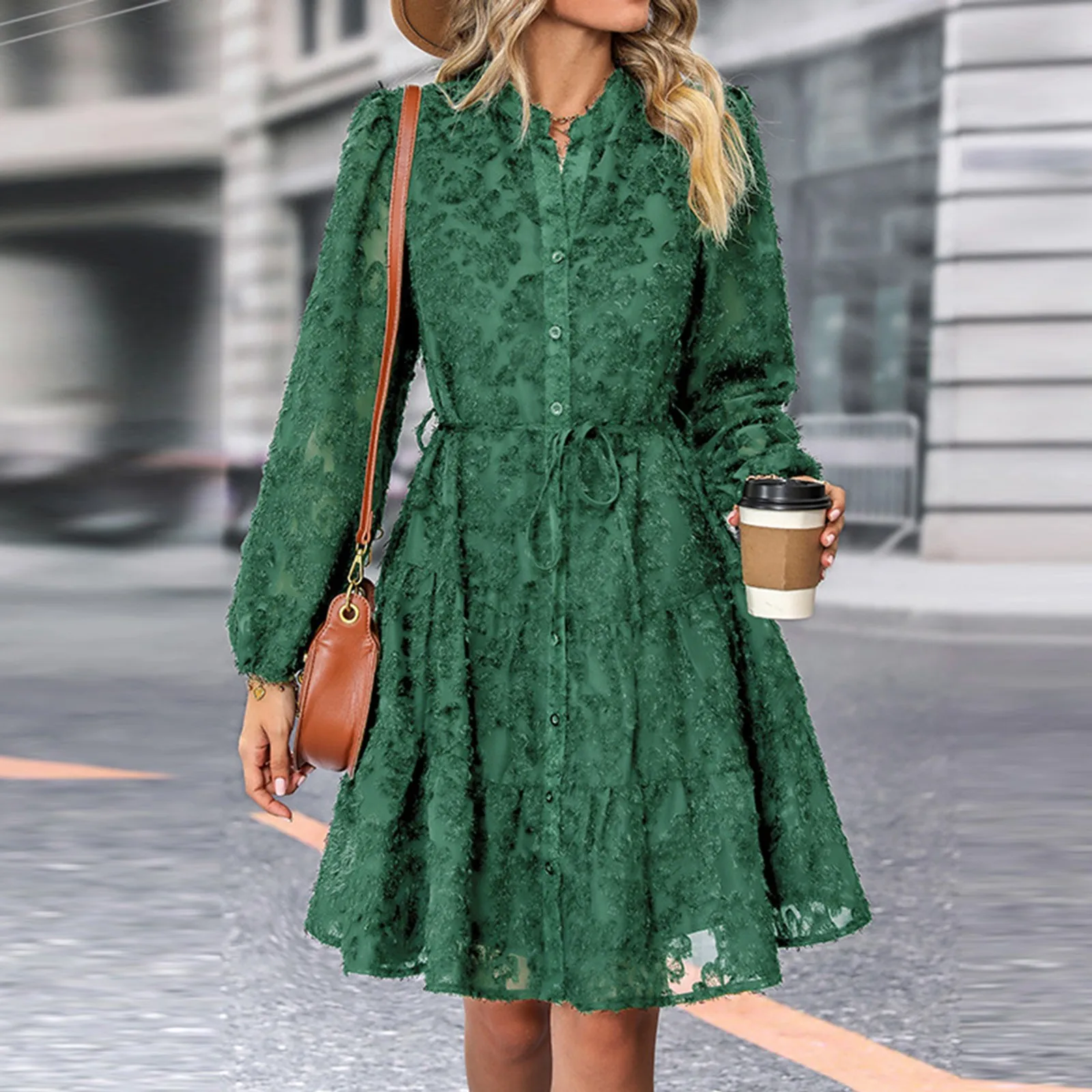 Sexy Dress With Lace Long Sleeves Shirt Dress Spring And Autumn Elegant Mini Skirt Formal Dresses For Women Teacher Dresses