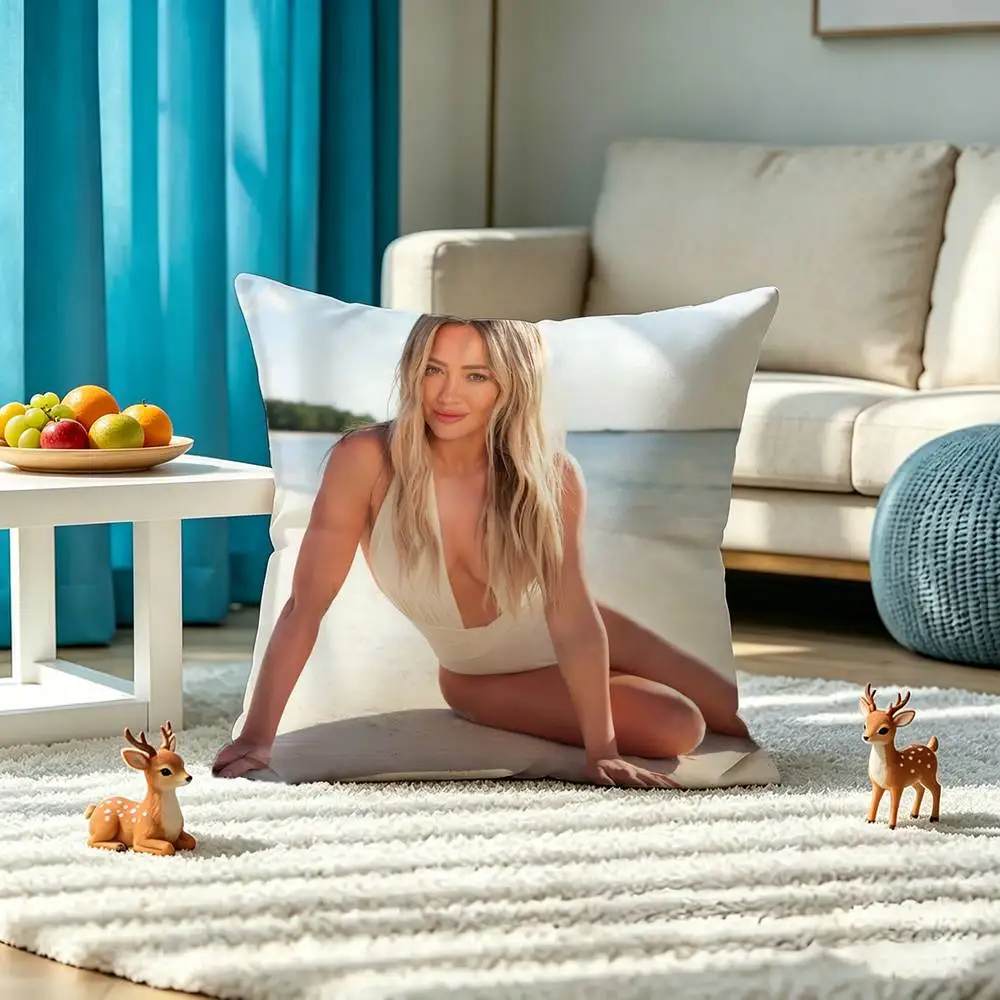 H-Hilary D-Duff Luck or Something Square Double-Sided printed Pillow Case Bedroom Bedside Pillow Sofa Cushion Cover