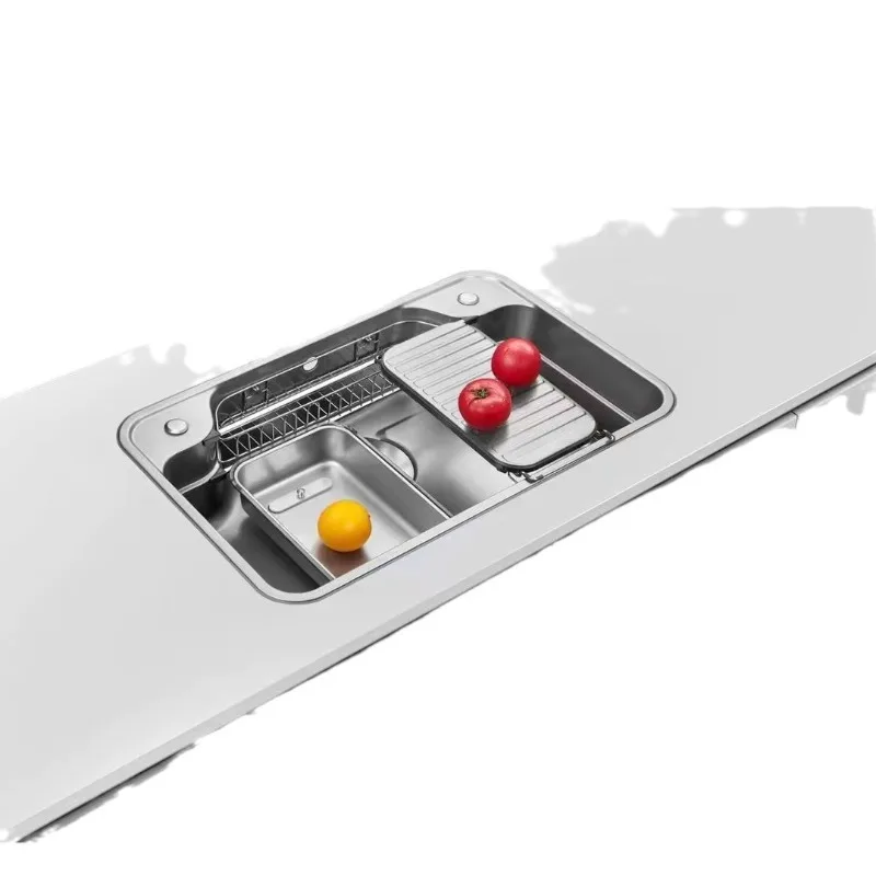 

Japanese-style embossed large single slot SUS304 stainless steel kitchen sink vegetable basin