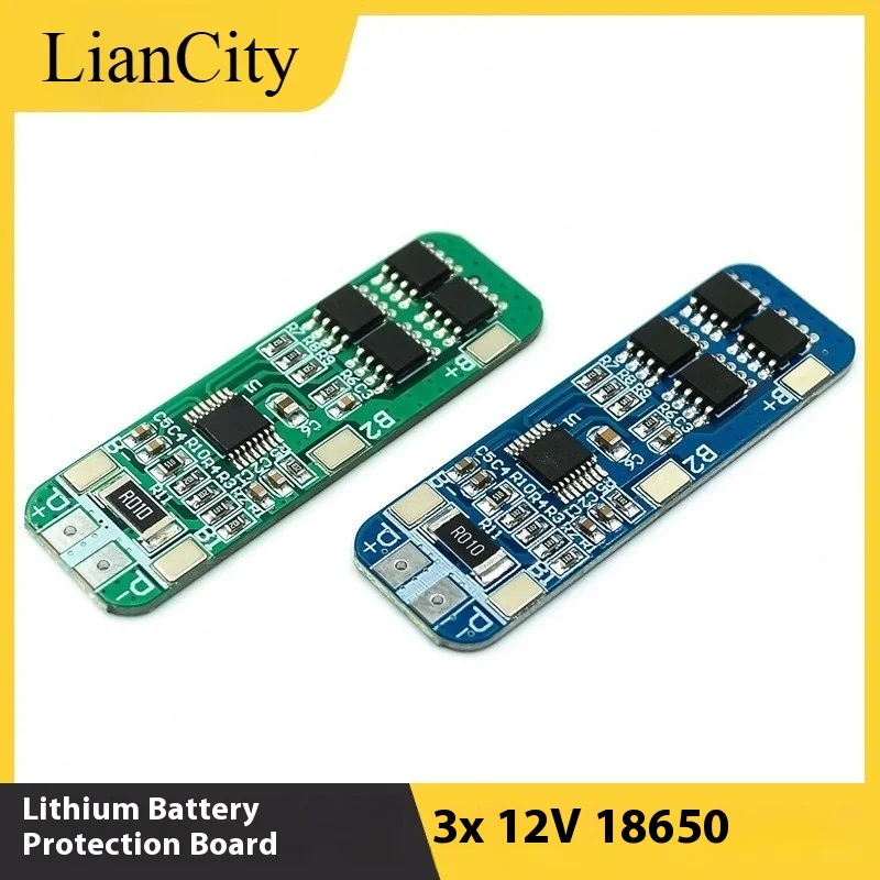Dual Protection 3S 18650 Battery Board 12V 10A Peak Current Overcharge Overdischarge Protection