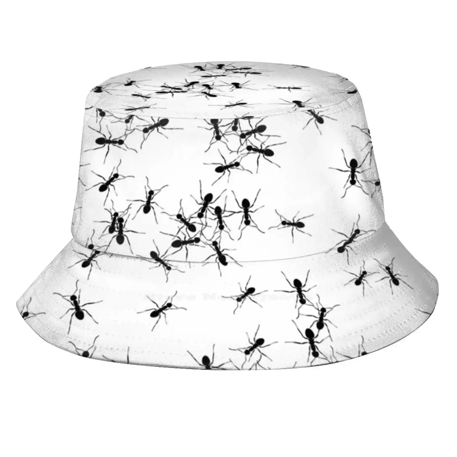 Teamwork Design. Random Ant Pattern. Black And White Foldable Panama Bucket Hat Cap Abstract Teamwork Cooperation Termite