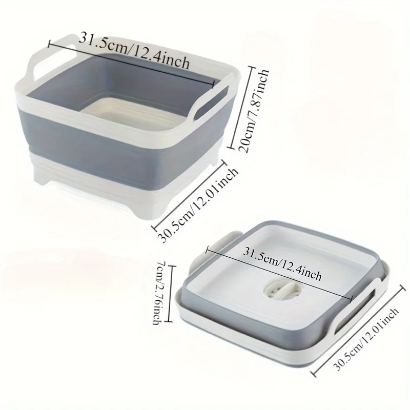 Large Capacity Portable Folding Basin with Handle and Drain Plug. Suitable for Various Scenarios