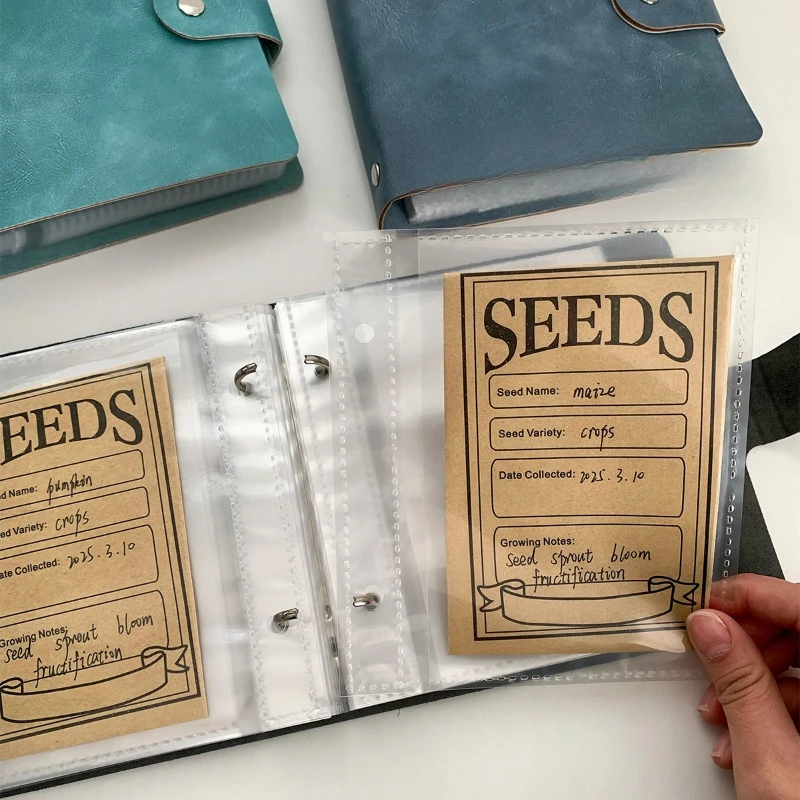 3 Inch 5 Inch Plant Seed Rapeseed Envelope Plug-in Large Capacity 2 Hole Loose-leaf PU Leather Storage Photo Album