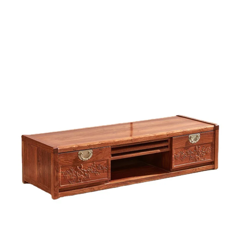 

Hedgehog red sandalwood new Chinese TV cabinet log living room video cabinet combination can be freely retractable