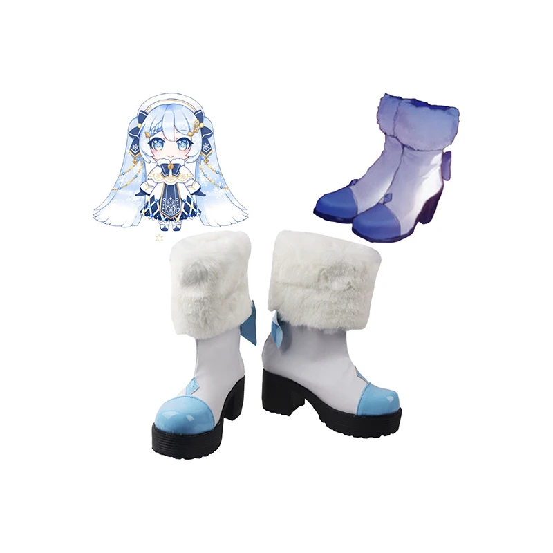 Animation Cartoon Hatsune Miku Snow Miku Plush Cosplay Shoes Cute New Girls' Dress Up Shoes Christmas Holiday Gift