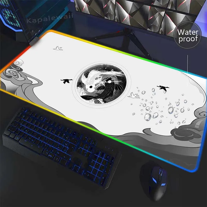 

RGB белый черный большой коврик для мыши, простой коврик 900x400, игровой коврик для компьютерной мыши, коврик для настольного компьютера, подкладка для мыши, водонепроницаемый коврик для мыши