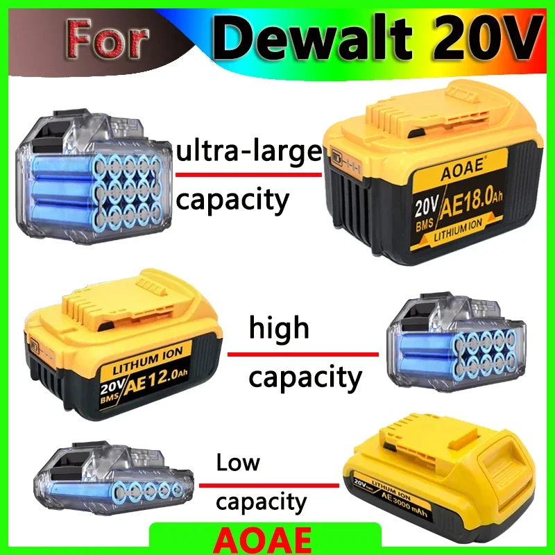 1 New 100% Original 12000mAh 20V for Dewalt Power Tool Battery DCB206 20V 18.0Ah Battery DCB206 20V Battery DCB200