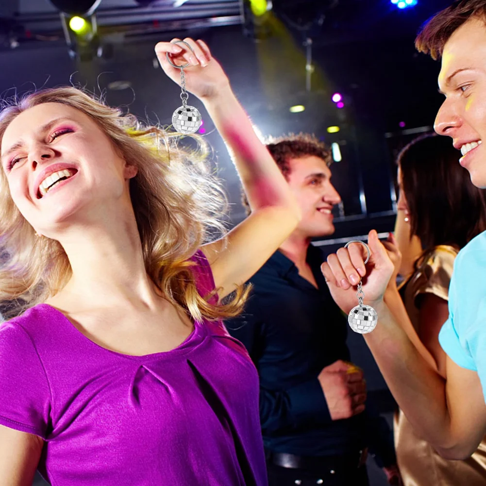 X11AA ديسكو الكرة المفاتيح، 24 قطع ديسكو الكرة حزب الحسنات المفاتيح 70S ديسكو المفاتيح الفضة كرة مرآة المفاتيح الكرة الطرف #4