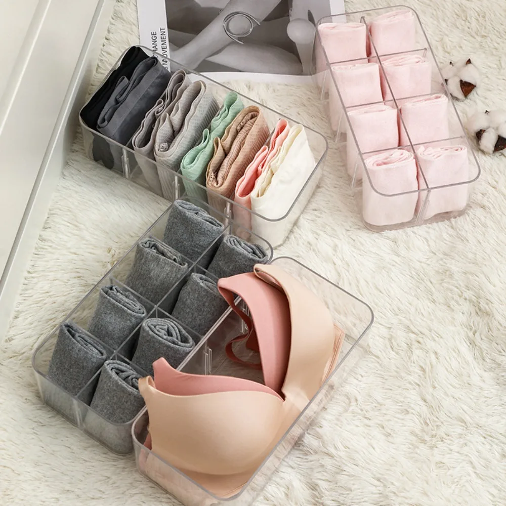 4/8 Grids Underwear Storage Box Clear Multifunctional Underwear Storage Drawer Thicken Acrylic Acrylic Organizer Underwear