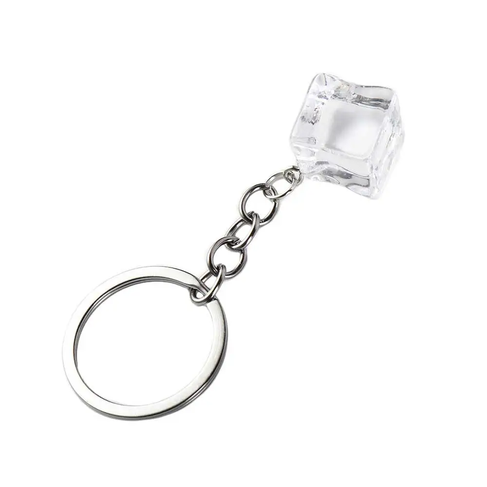 

3D Ice Cube Ice Cube Acrylic Pendant Simulation Ice Cubes Transparent 3D Geometric Ice Keychain Fashion Acrylic Pendant