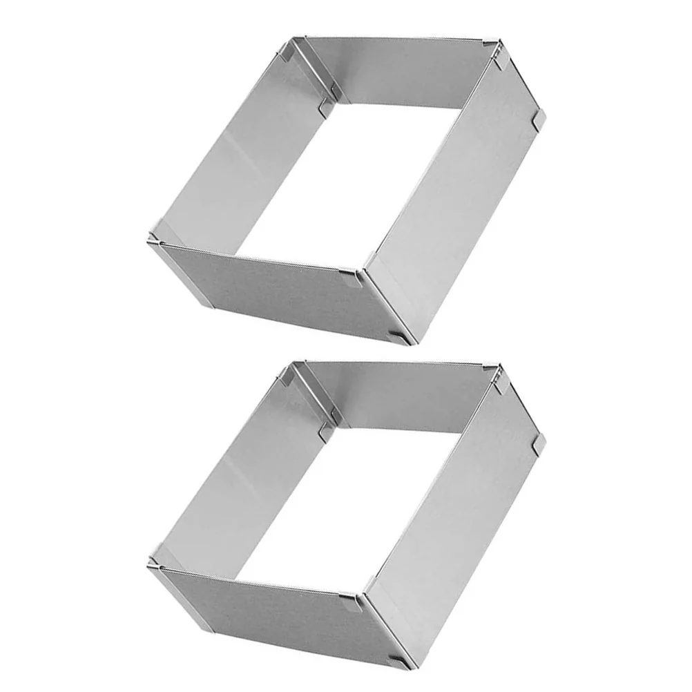 

2pcs Adjustable Stainless Steel Cake Mold Square Mousse Cutter Non-Stick Baking Tool For Home Diy Pastry Kitchen Gadget